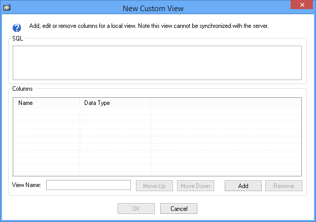 Picture showing the New Custom View dialog box.